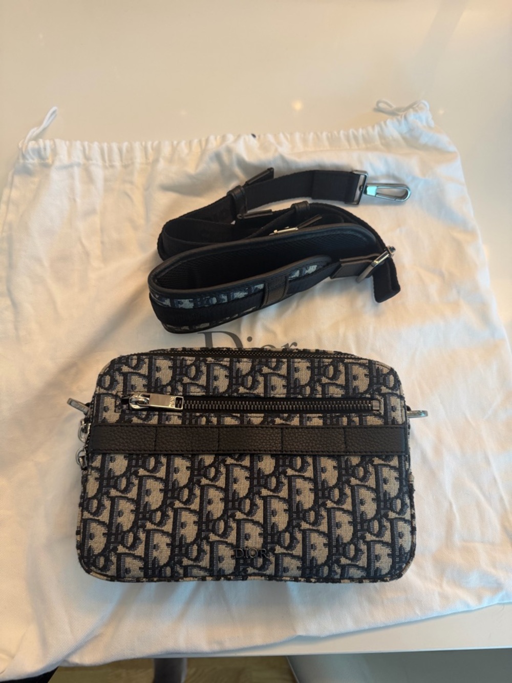 Christian Dior Safari Bag with Strap in Dior Oblique